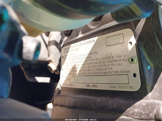 45516937 :رقم المزاد ، ZD4XPUA0XTS000228 vin ، 2026 Aprilia Rsv4 1100 مزاد بيع