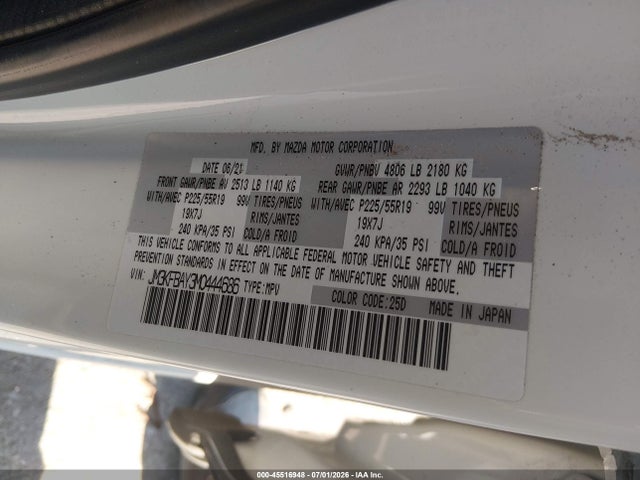 2021 Mazda Cx-5 Grand Touring Reserve მანქანა იყიდება აუქციონზე, vin: JM3KFBAY3M0444686, აუქციონის ნომერი: 45516948
