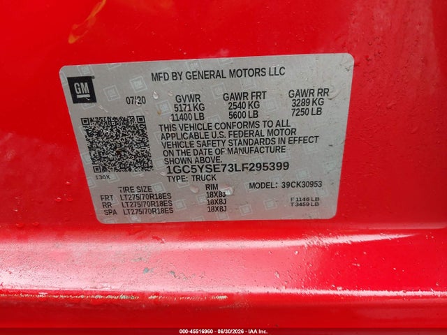 1GC5YSE73LF295399 Chevrolet SILVERADO 3500HD