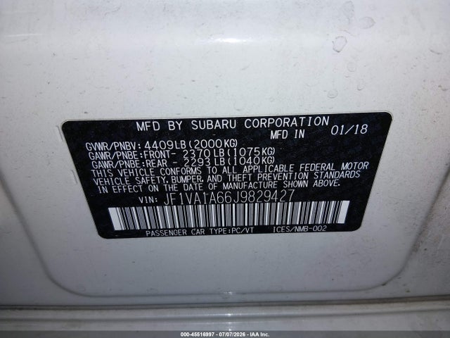 Subaru WRX 2018 JF1VA1A66J9829427 Image 9