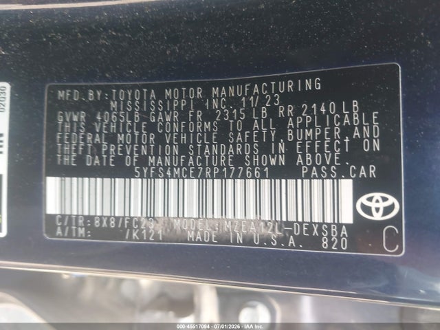 Toyota COROLLA SE 2024 5YFS4MCE7RP177661 Image 9