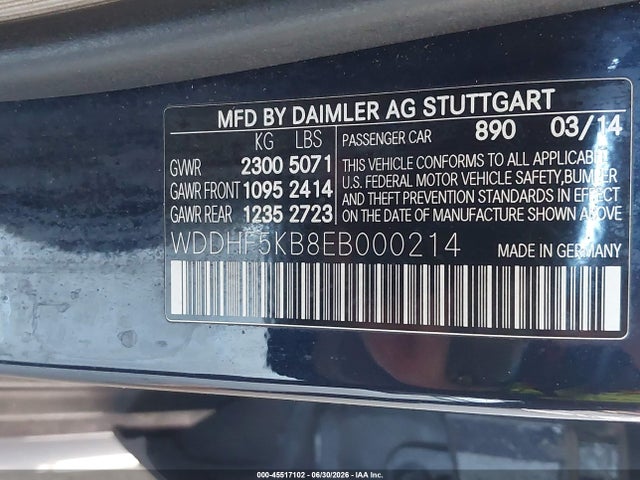 Aukcja sprzedaży 2014 Mercedes-benz E 350, vin: WDDHF5KB8EB000214, numer aukcji: 45517102