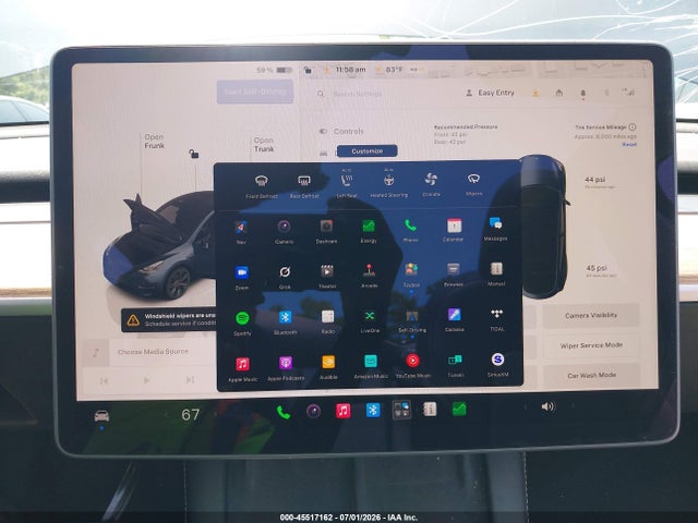 45517162 :رقم المزاد ، 7SAYGDEE5SF284744 vin ، 2025 Tesla Model Y Long Range Dual Motor All-wheel Drive مزاد بيع