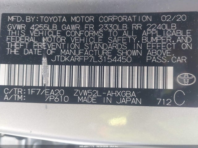 Toyota Prius Prime Limited 2020 JTDKARFP7L3154450 Image 9