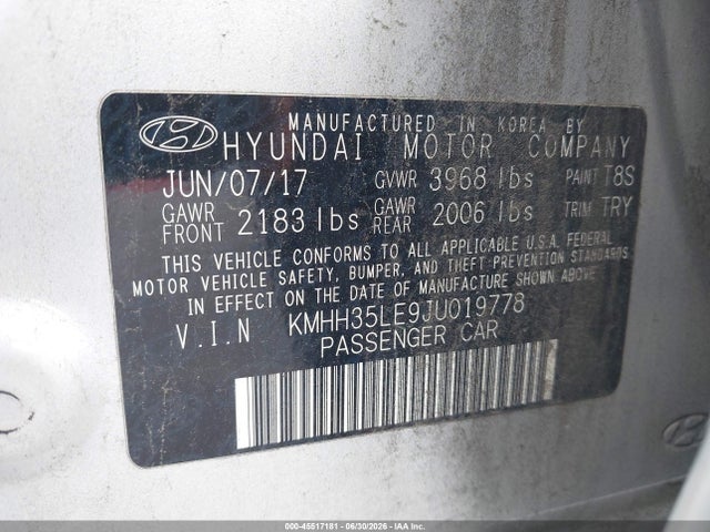 Продажа на аукционе авто 2018 Hyundai Elantra Gt, vin: KMHH35LE9JU019778, номер лота: 45517181