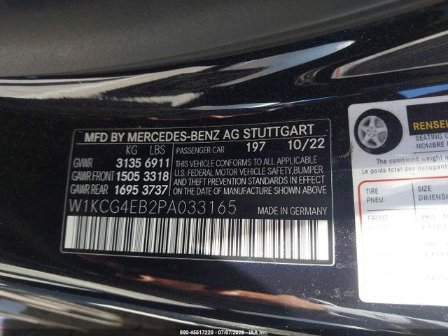 2023 Mercedes-benz Eqs 580 4matic მანქანა იყიდება აუქციონზე, vin: W1KCG4EB2PA033165, აუქციონის ნომერი: 45517220