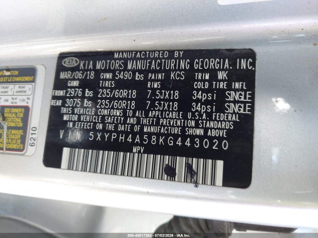 Продаж на аукціоні авто 2019 Kia Sorento 3.3l Ex, vin: 5XYPH4A58KG443020, номер лоту: 45517363