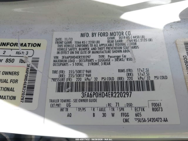Ford FUSION SE 2014 3FA6P0HD4ER220297 Image 9