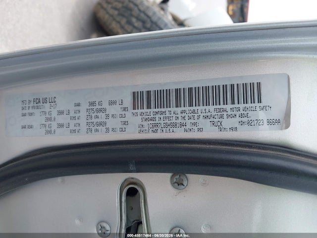 45517464 :رقم المزاد ، 1C6RR7LG5HS681844 vin ، 2017 Ram 1500 Big Horn  4x4 5'7 Box مزاد بيع
