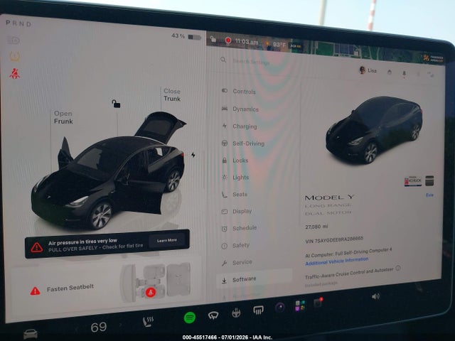 2024 Tesla Model Y Long Range Dual Motor All-wheel Drive მანქანა იყიდება აუქციონზე, vin: 7SAYGDEE9RA286665, აუქციონის ნომერი: 45517466