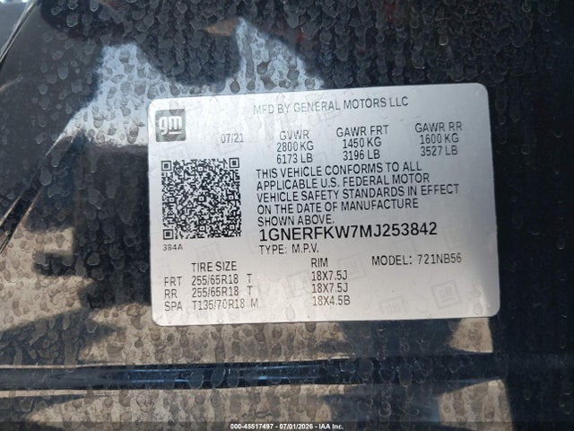 1GNERFKW7MJ253842 Chevrolet Traverse Fwd Ls