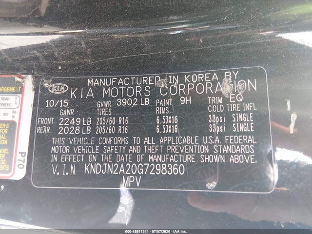 KIA Soul 2016 KNDJN2A20G7298360 Image 9
