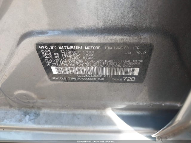 Mitsubishi MIRAGE LE 2019 ML32A5HJ0KH016223 Image 9