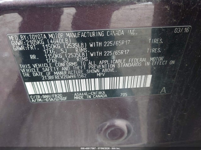 Toyota RAV4 LE 2016 2T3BFREV2GW461562 Image 9