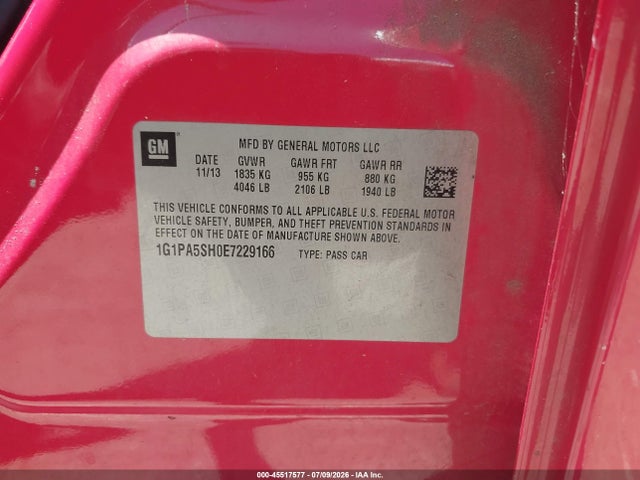 Chevrolet Cruze Ls Auto 2014 1G1PA5SH0E7229166 Image 9