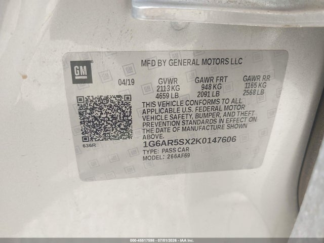 Продажа на аукционе авто 2019 Cadillac Cts Luxury, vin: 1G6AR5SX2K0147606, номер лота: 45517598