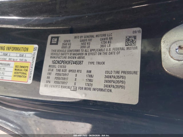 1GCNCPEH3FZ445387 Chevrolet Silverado 1500 Work Truck