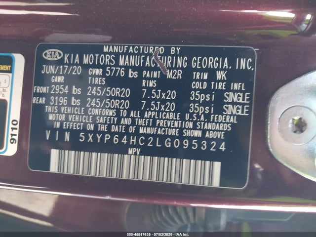 KIA Telluride S 2020 5XYP64HC2LG095324 Image 9