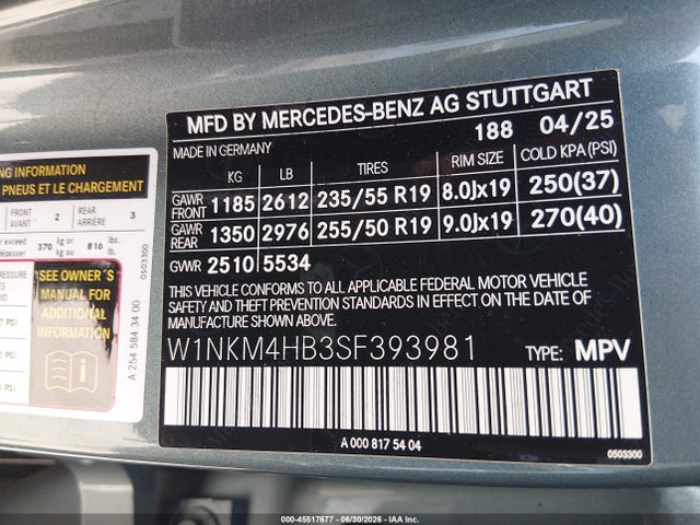 Aukcja sprzedaży 2025 Mercedes-benz Glc 300 4matic Suv, vin: W1NKM4HB3SF393981, numer aukcji: 45517677