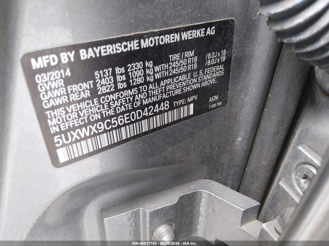BMW X3 Xdrive28i 2014 5UXWX9C56E0D42448 Image 9