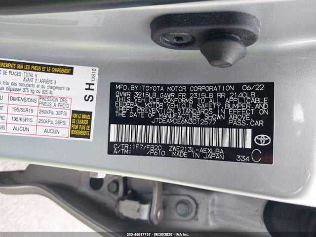 Toyota Corolla Hybrid Le 2022 JTDEAMDE6N3012577 Image 9
