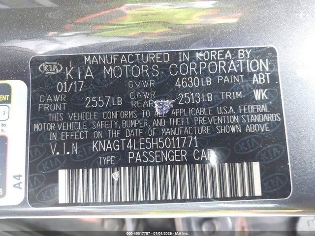 KIA OPTIMA HYBRID 2017 KNAGT4LE5H5011771 Image 9