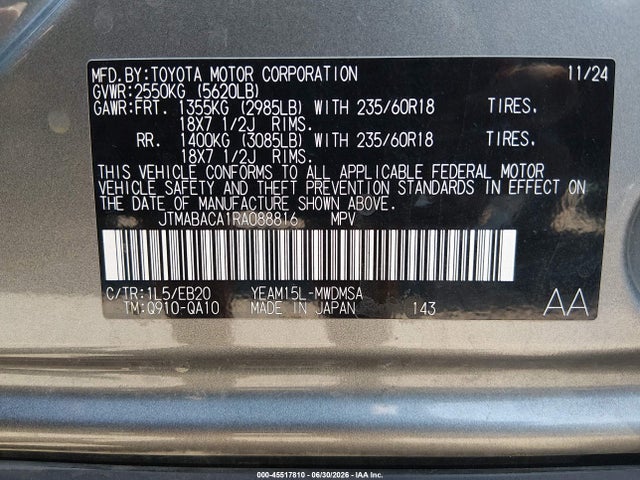 Toyota BZ4X XLE 2024 JTMABACA1RA088816 Image 9