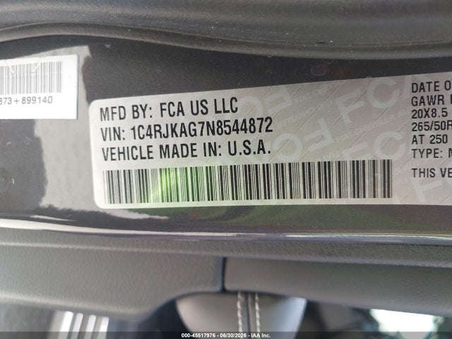 2022 Jeep Grand Cherokee L Altitude 4x4 მანქანა იყიდება აუქციონზე, vin: 1C4RJKAG7N8544872, აუქციონის ნომერი: 45517976