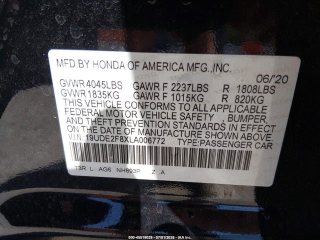 Продаж на аукціоні авто 2020 Acura Ilx Premium   A-spec Packages/technology   A-spec Packages, vin: 19UDE2F8XLA006772, номер лоту: 45518029