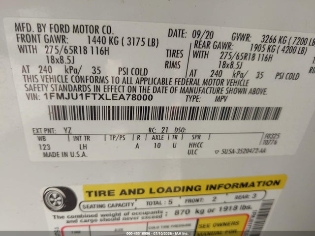 Ford Expedition Xl 2020 1FMJU1FTXLEA78000 Image 4