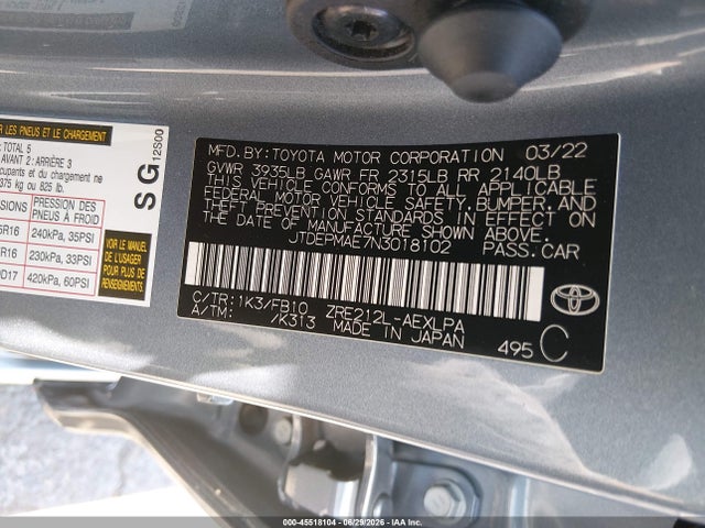 Toyota COROLLA LE 2022 JTDEPMAE7N3018102 Image 9