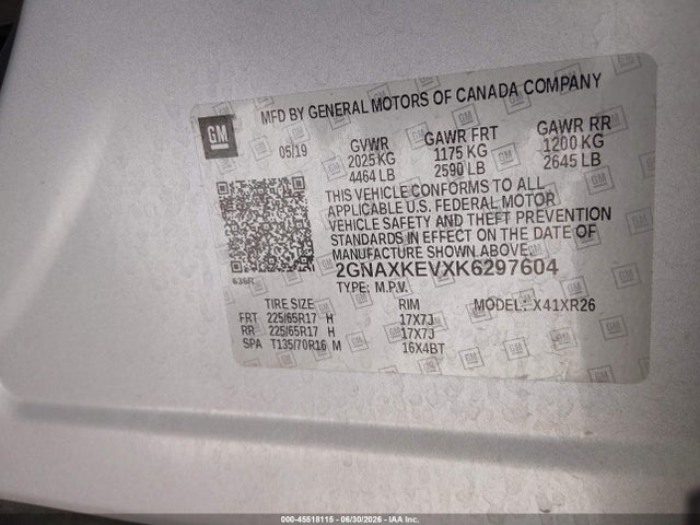 Chevrolet EQUINOX LT 2019 2GNAXKEVXK6297604 Image 9