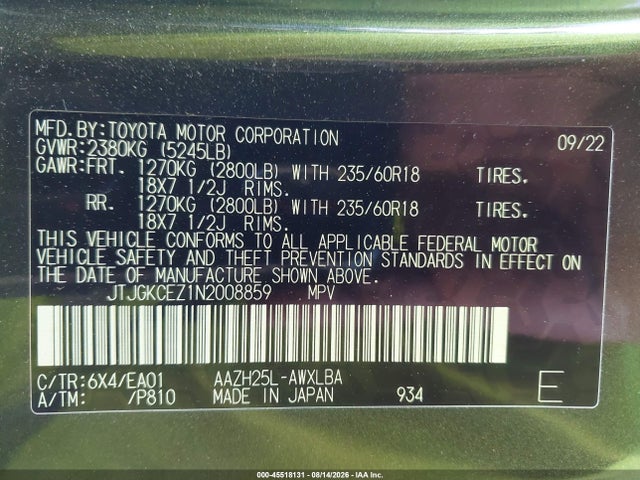 JTJGKCEZ1N2008859 Lexus Nx 350h Premium
