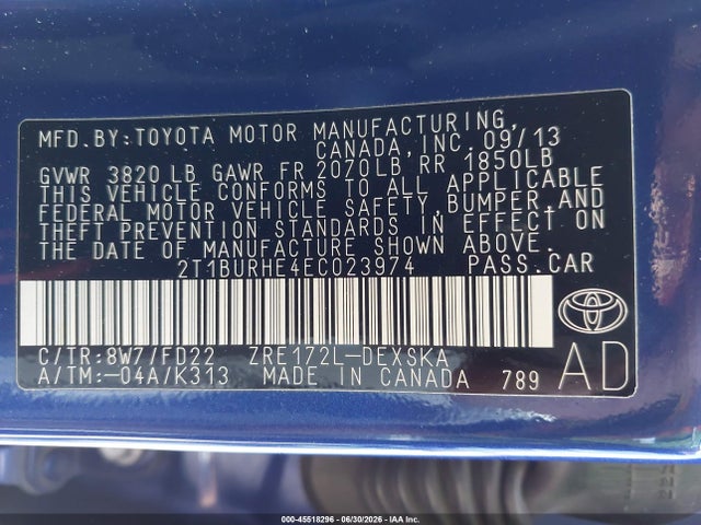 Toyota Corolla S Plus 2014 2T1BURHE4EC023974 Image 9