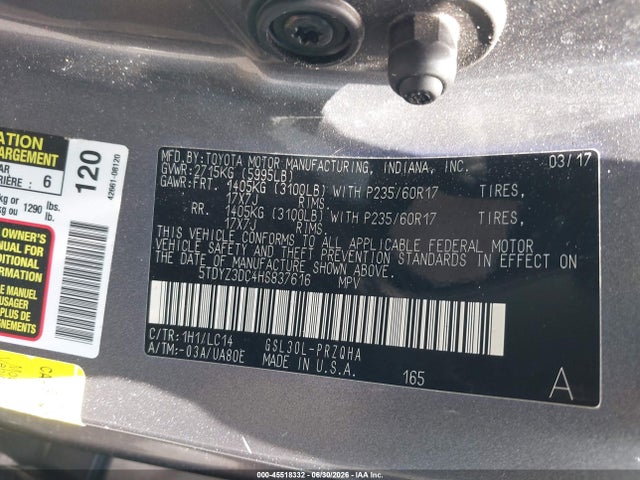 Toyota Sienna Xle 8 Passenger 2017 5TDYZ3DC4HS837616 Image 9