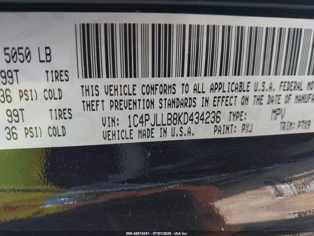 Auction sale of the 2019 Jeep Cherokee Latitude Plus Fwd, vin: 1C4PJLLB8KD434236, lot number: 45518351