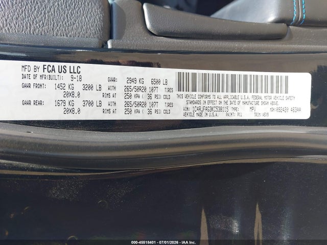 1C4RJFAG3KC538115 Jeep Grand Cherokee Upland 4x4