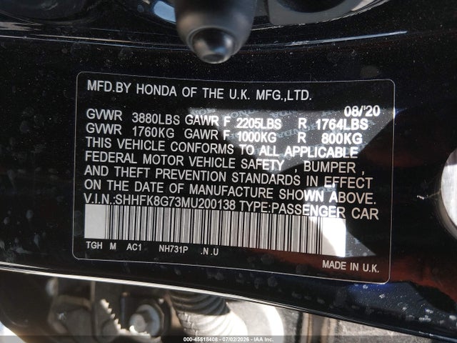 SHHFK8G73MU200138 Honda Civic Type R Touring
