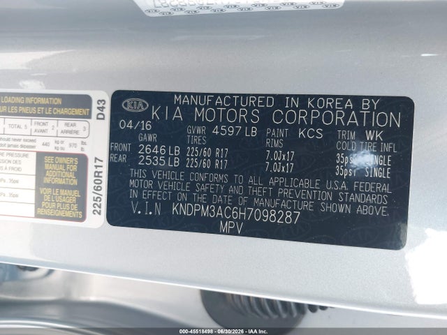 KIA Sportage Lx 2017 KNDPM3AC6H7098287 Image 9