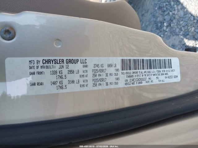 Продаж на аукціоні авто 2012 Chrysler Town & Country Touring-l, vin: 2C4RC1CGXCR393237, номер лоту: 45518519