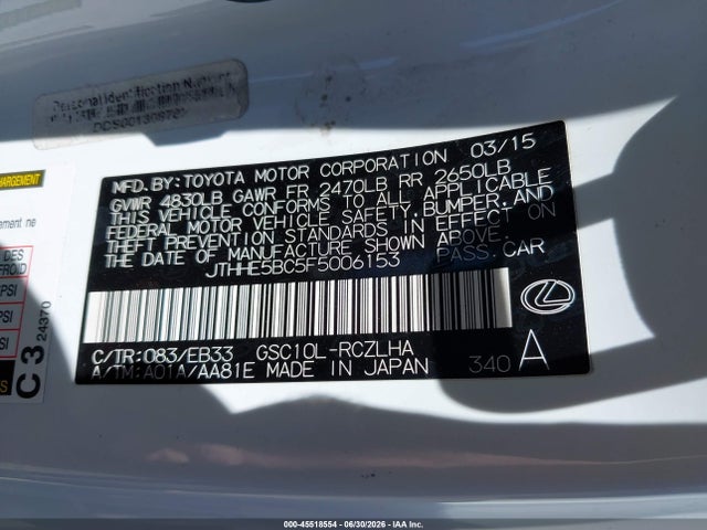 JTHHE5BC5F5006153 Lexus RC 350