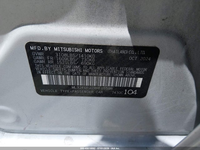 ML32FUFJ2RHF15598 Mitsubishi Mirage G4 Black Edition/es/le