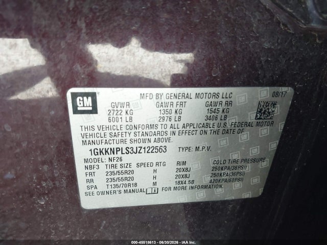 2018 Gmc Acadia Denali მანქანა იყიდება აუქციონზე, vin: 1GKKNPLS3JZ122563, აუქციონის ნომერი: 45518613