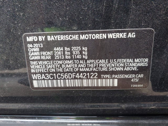Auction sale of the 2013 Bmw 328i, vin: WBA3C1C56DF442122, lot number: 45518643