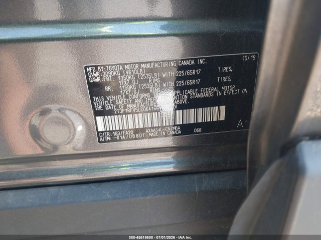2020 Toyota Rav4 Xle მანქანა იყიდება აუქციონზე, vin: 2T3P1RFV5LC064166, აუქციონის ნომერი: 45518690