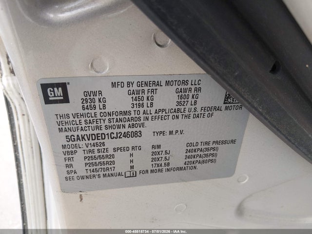 Aukcja sprzedaży 2012 Buick Enclave Premium, vin: 5GAKVDED1CJ246083, numer aukcji: 45518734