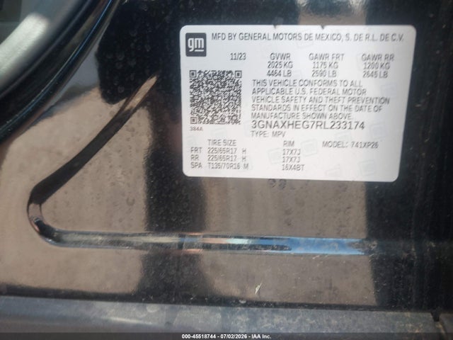 Aukcja sprzedaży 2024 Chevrolet Equinox Fwd Ls, vin: 3GNAXHEG7RL233174, numer aukcji: 45518744