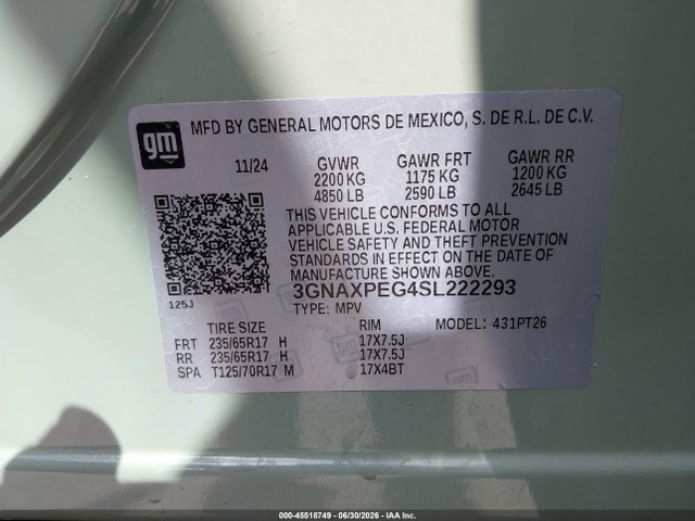 Chevrolet Equinox Awd Lt 2025 3GNAXPEG4SL222293 Image 9