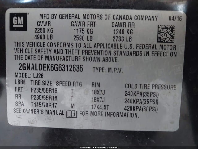 2GNALDEK6G6312636 Chevrolet Equinox Ltz