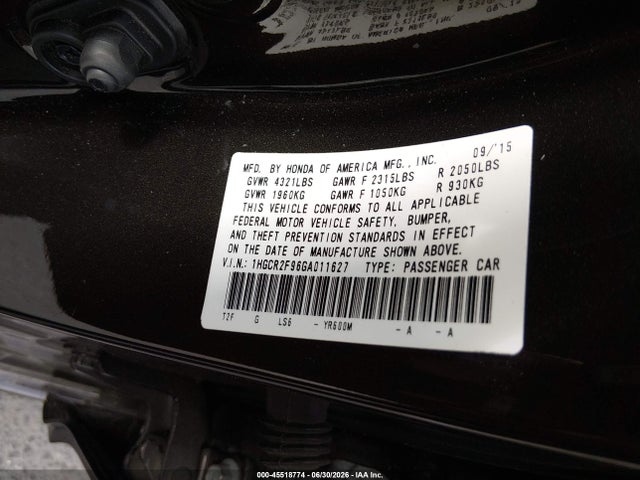 1HGCR2F96GA011627 Honda Accord Ex-l